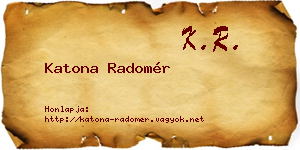 Katona Radomér névjegykártya